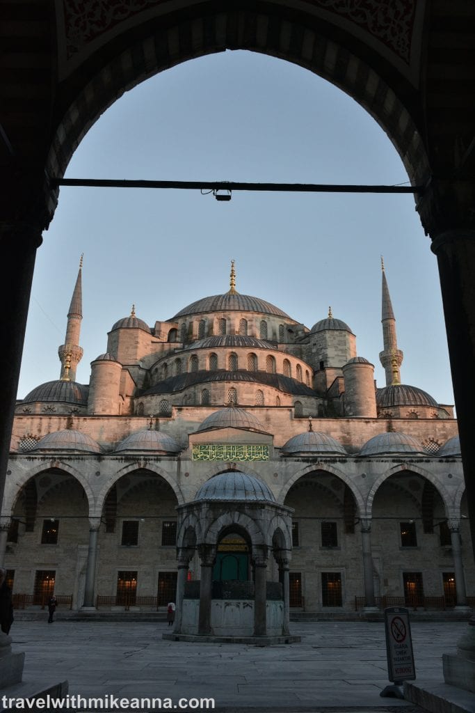 Blue mosque during sunset