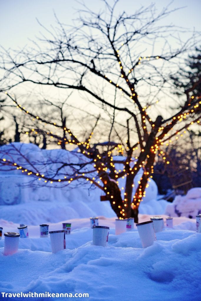 弘前城 冬季雪景 雪燈籠節
